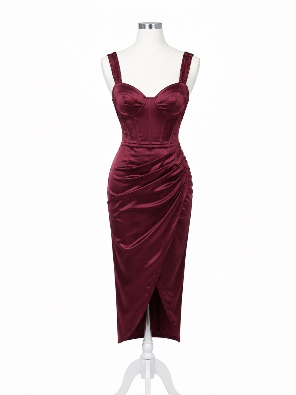 Missguided Tall Burgundy Satin Corset Midi Dress NWT Size 4